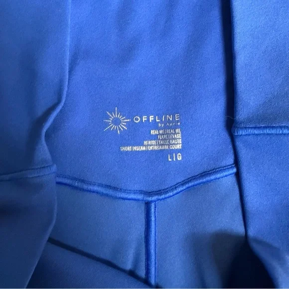 OFFLINE By Aerie Real Me High Waisted Crossover Flare Legging Blue Size Large - Picture 10 of 10
